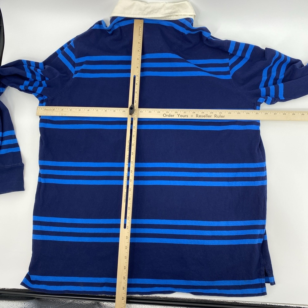 Lands End Rugby Shirt Mens XXL Blue Striped Preppy Ivy Classic Casual 2XL - Picture 7 of 11
